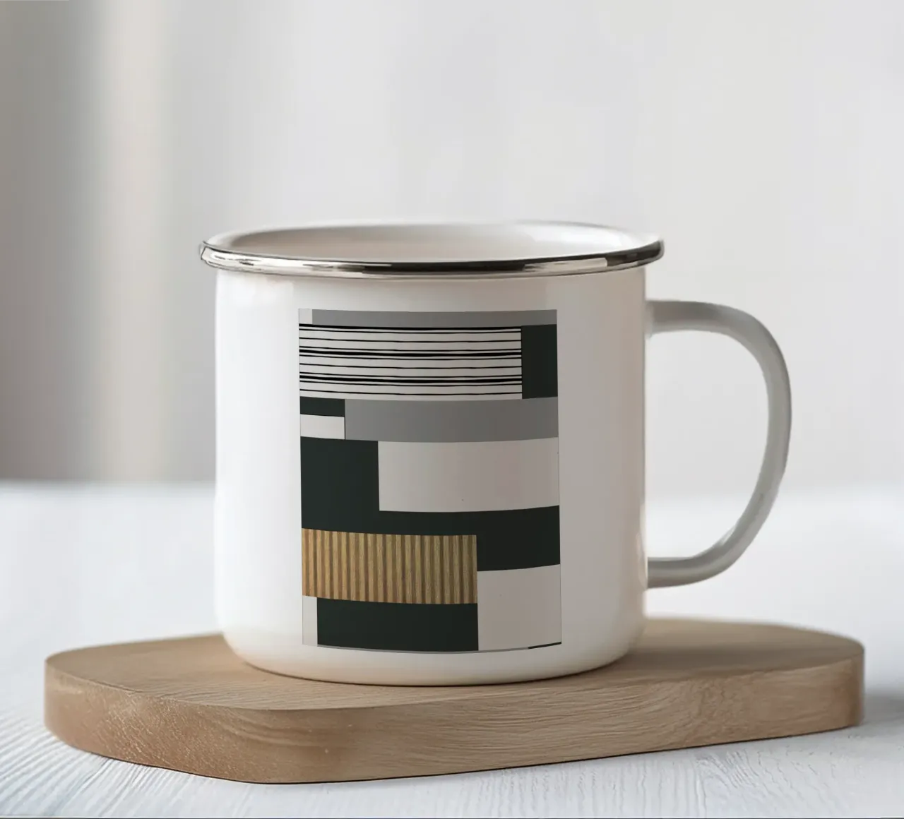 abstract gray and black squares 2 tazza in smalto da vintageshop