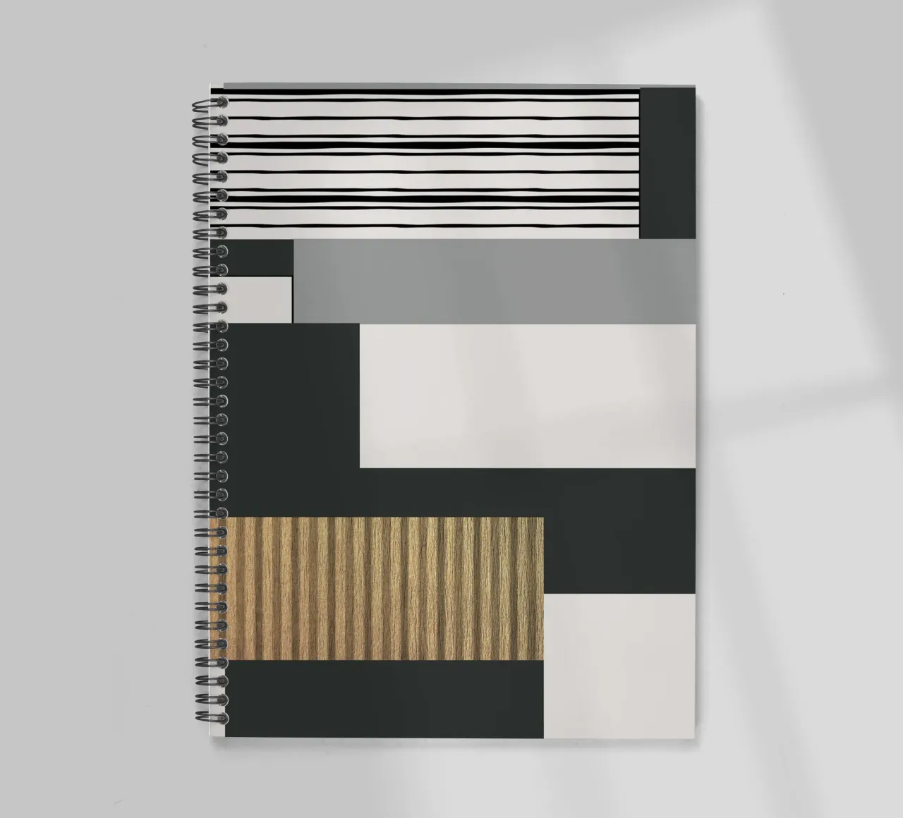 abstract gray and black squares 2 spiral notebook by vintageshop