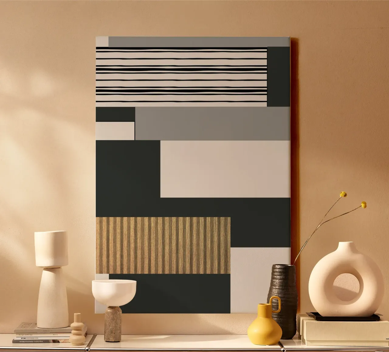abstract gray and black squares 2 tela da vintageshop