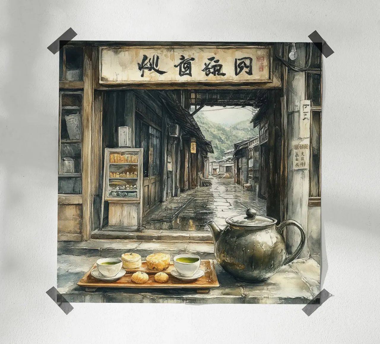 Essenza del Giappone poster con telaio in legno da Wanderlust Vibes