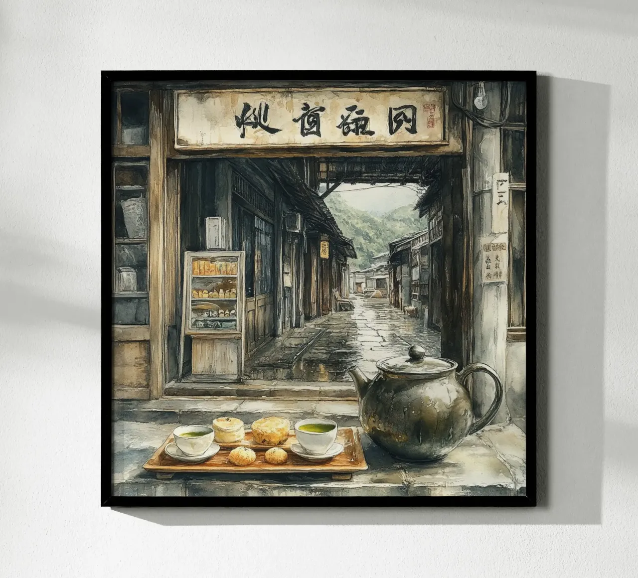 Essenza del Giappone poster con telaio in legno da Wanderlust Vibes