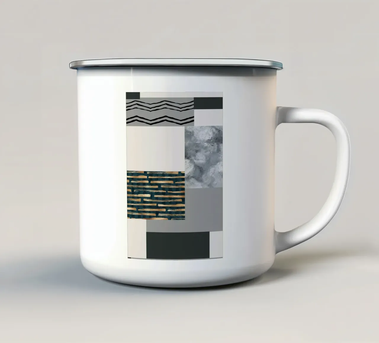 abstract gray and black squares 3 tazza in smalto da vintageshop