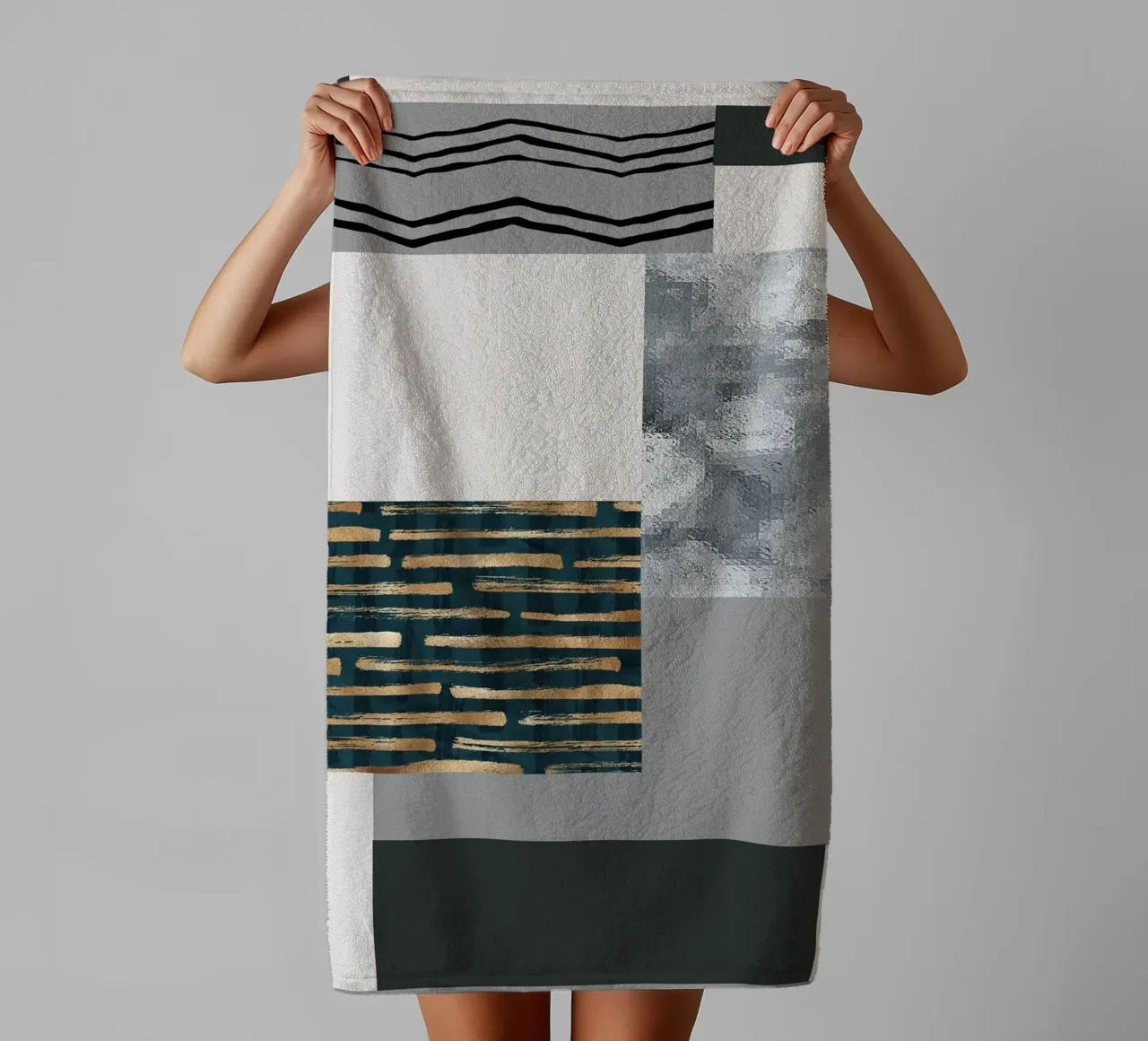 abstract gray and black squares 3 asciugamano da bagno da vintageshop