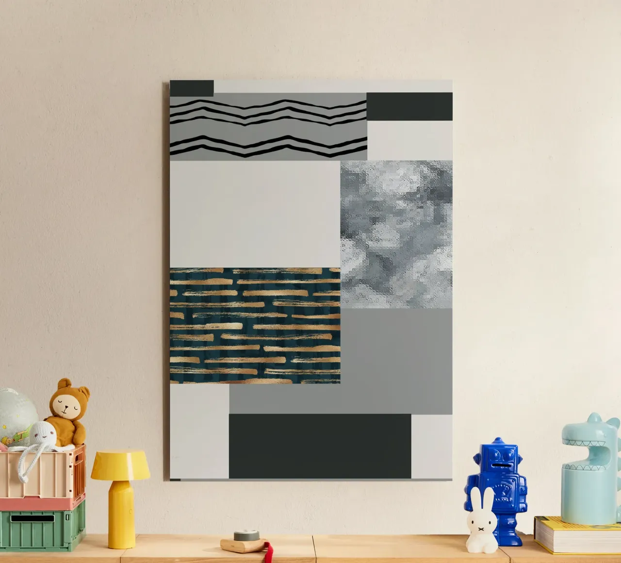 abstract gray and black squares 3 alluminio dibond da vintageshop