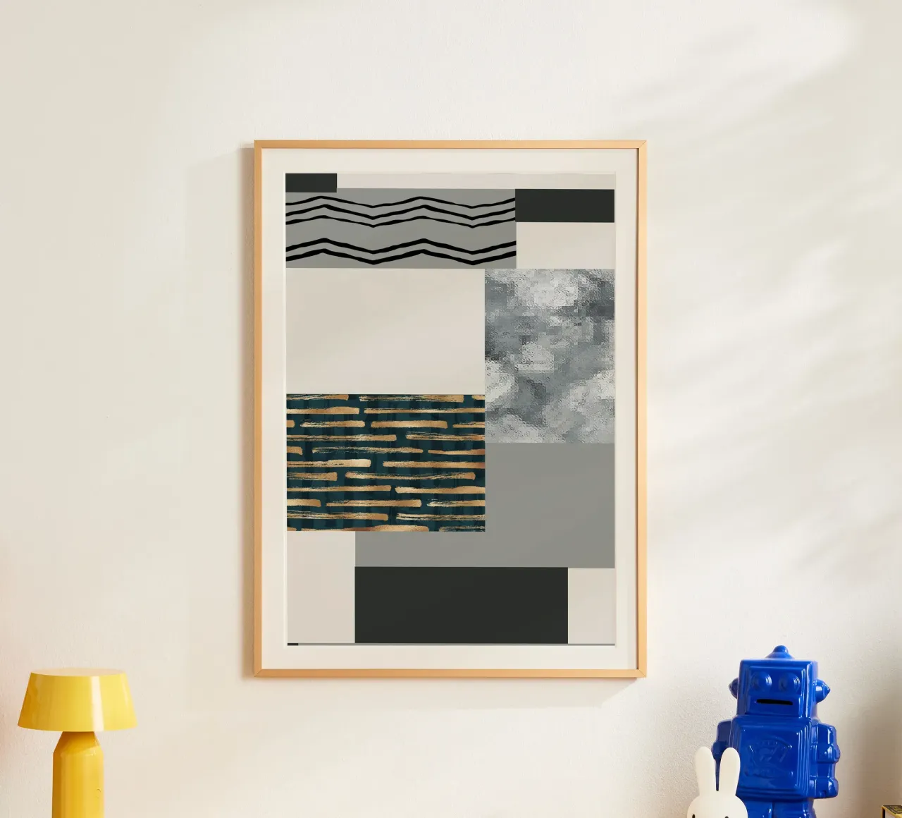 abstract gray and black squares 3 carta hahnemühle da vintageshop