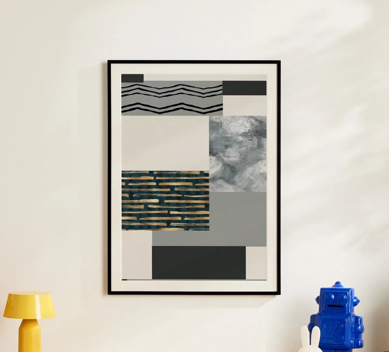 abstract gray and black squares 3 carta hahnemühle da vintageshop