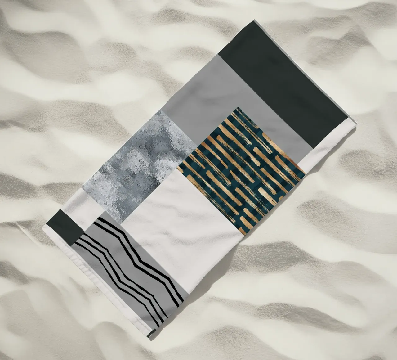 abstract gray and black squares 3 telo mare da vintageshop