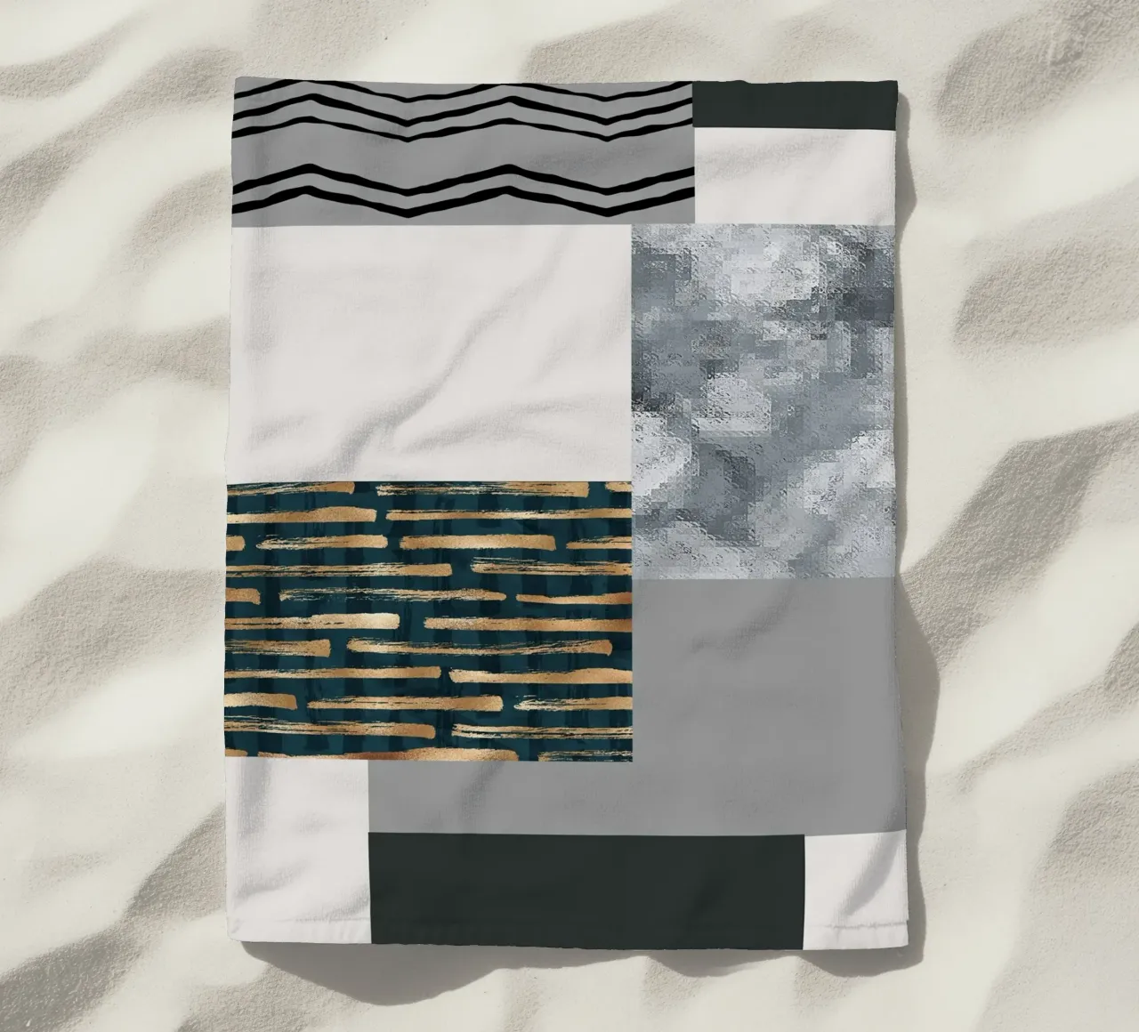 abstract gray and black squares 3 telo mare da vintageshop