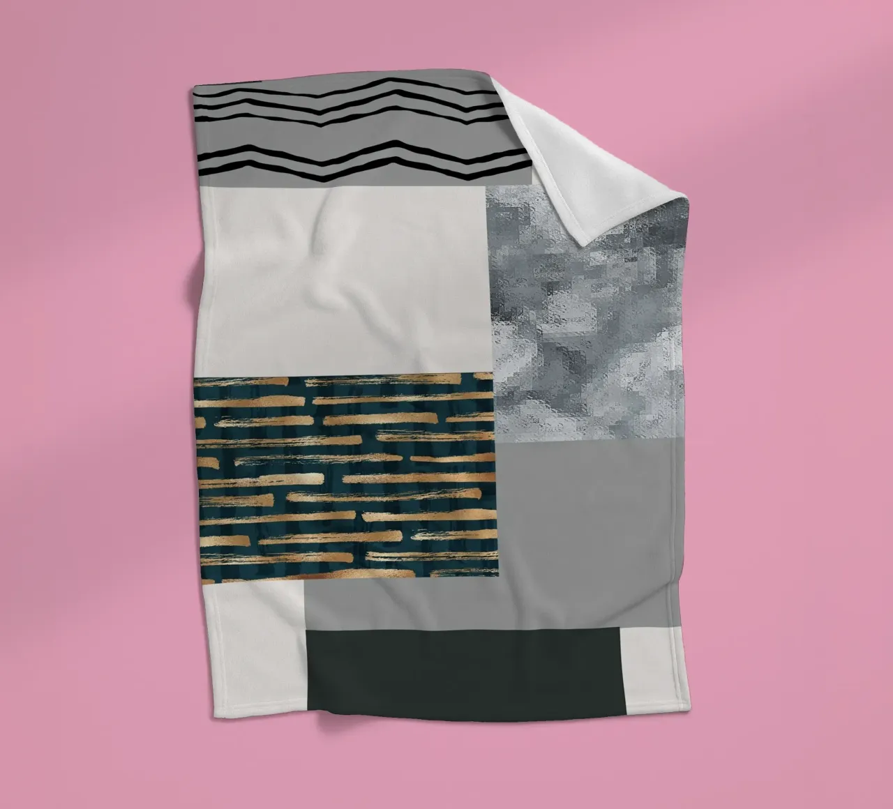 abstract gray and black squares 3 coperta in pile da vintageshop