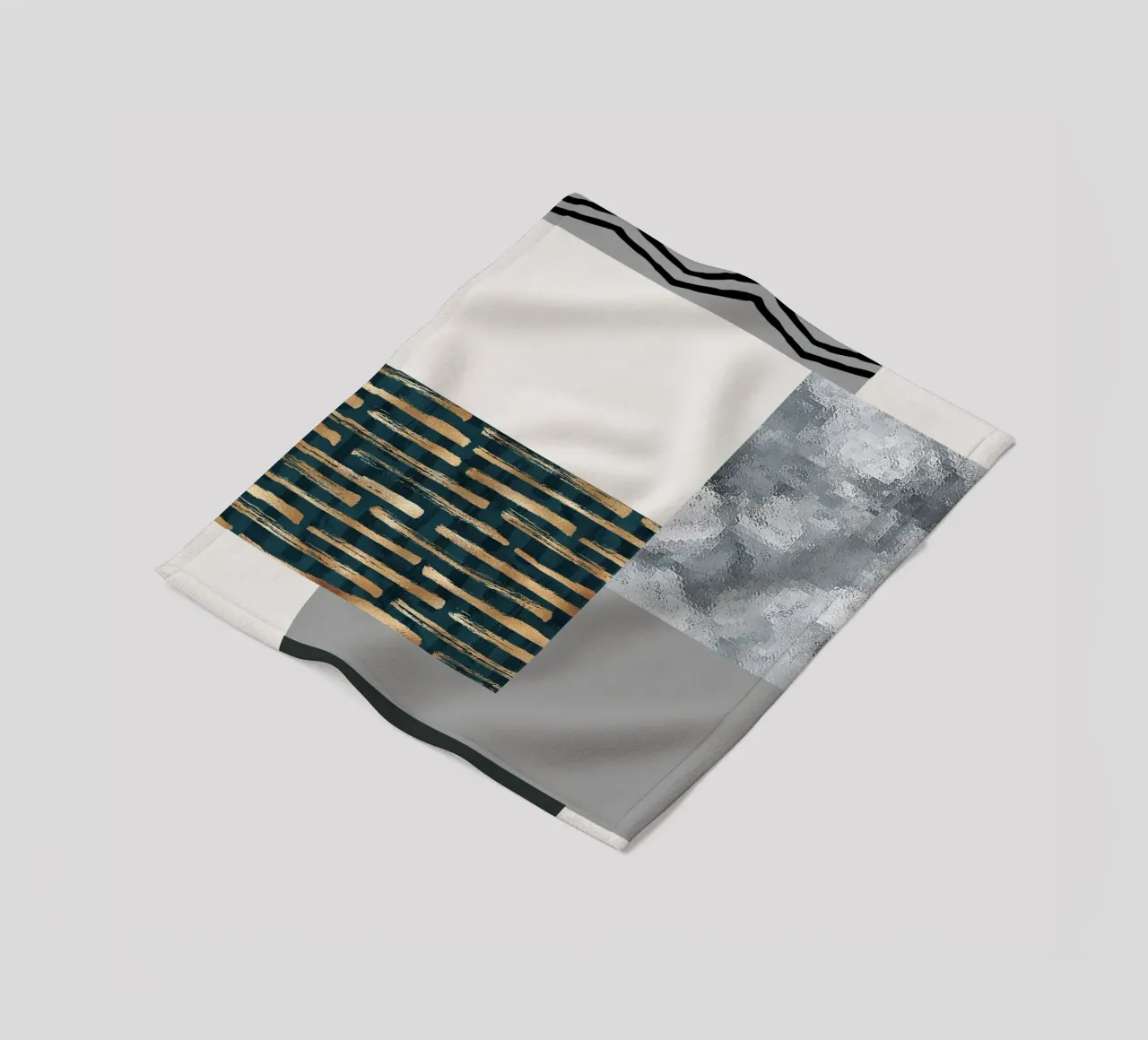 abstract gray and black squares 3 coperta in pile da vintageshop