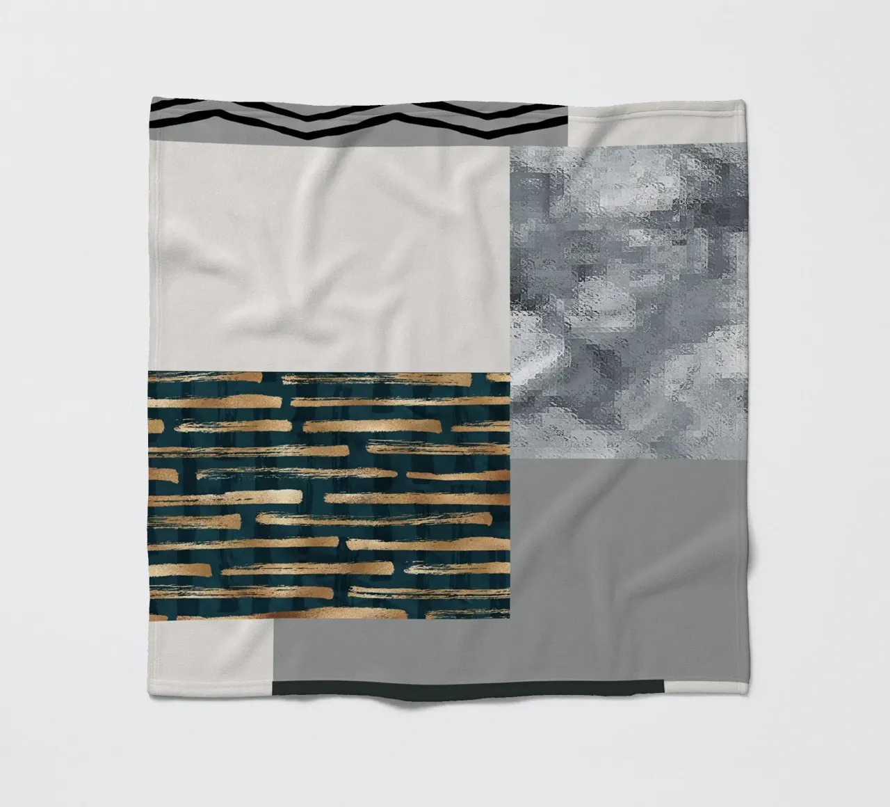 abstract gray and black squares 3 coperta in pile da vintageshop