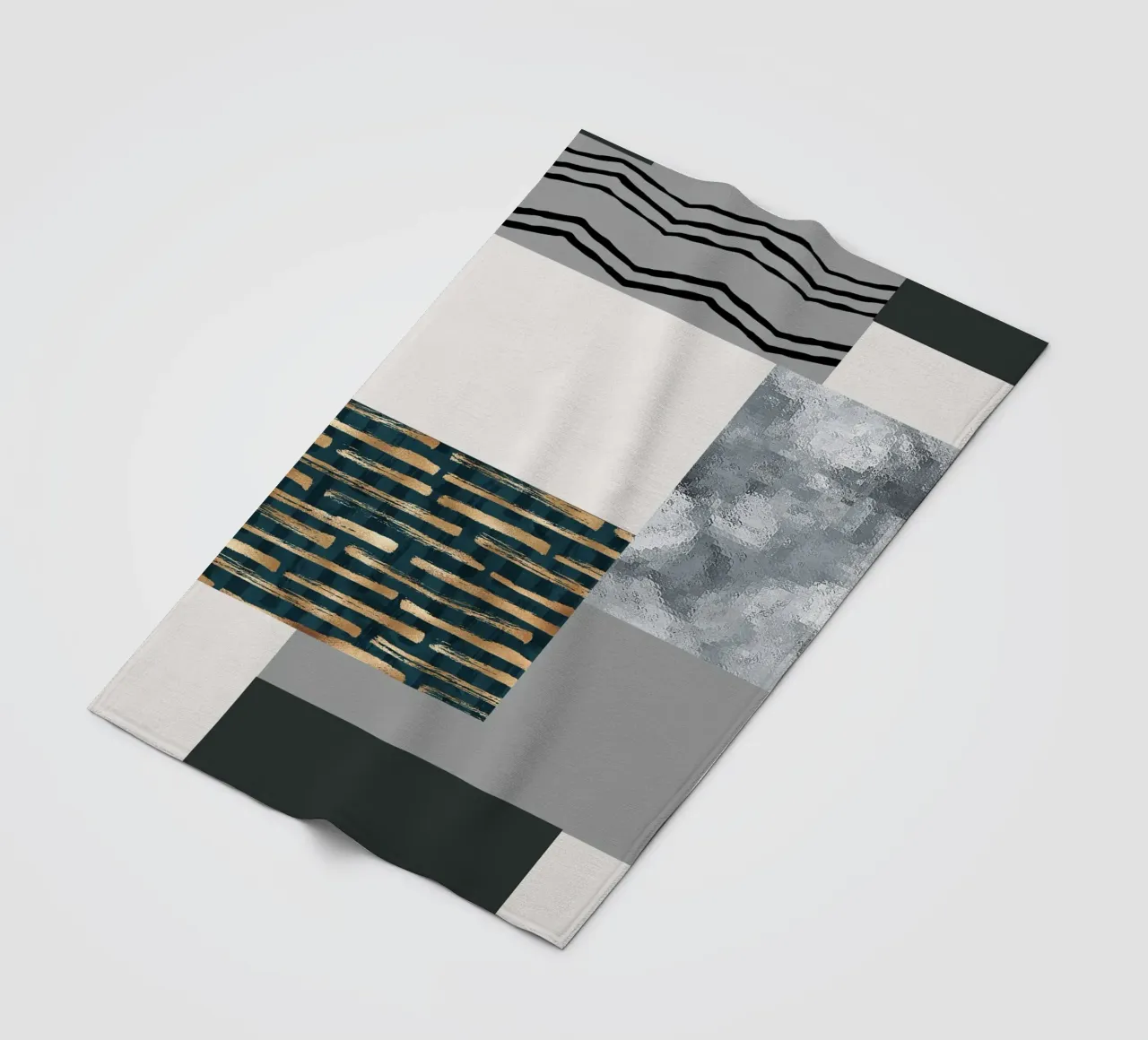abstract gray and black squares 3 coperta in pile da vintageshop