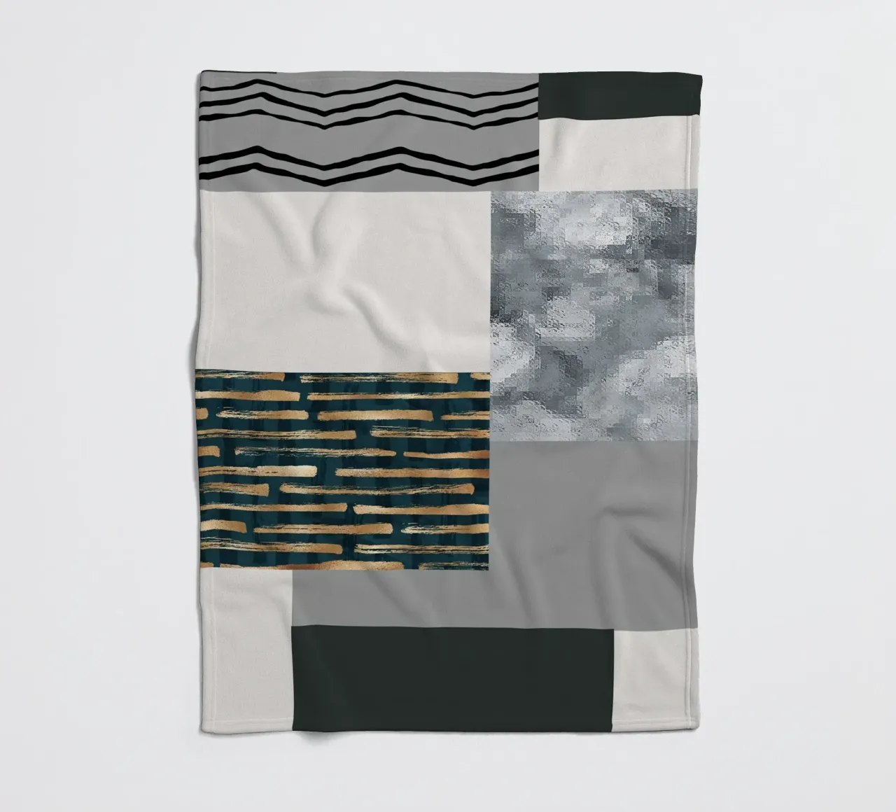 abstract gray and black squares 3 coperta in pile da vintageshop