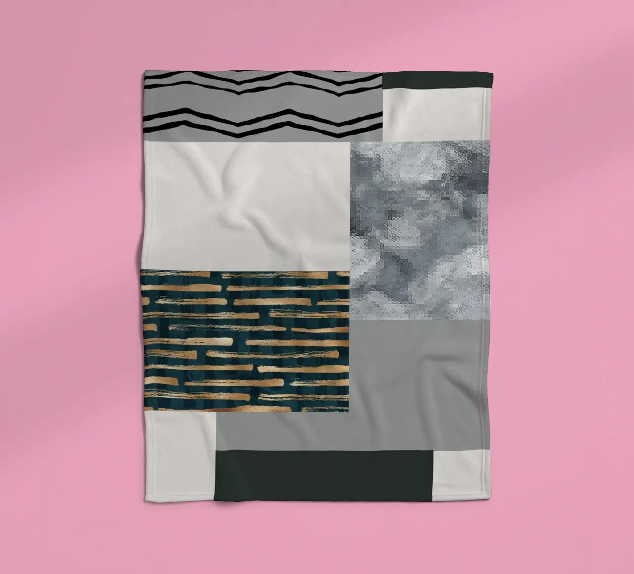 abstract gray and black squares 3 coperta in pile da vintageshop