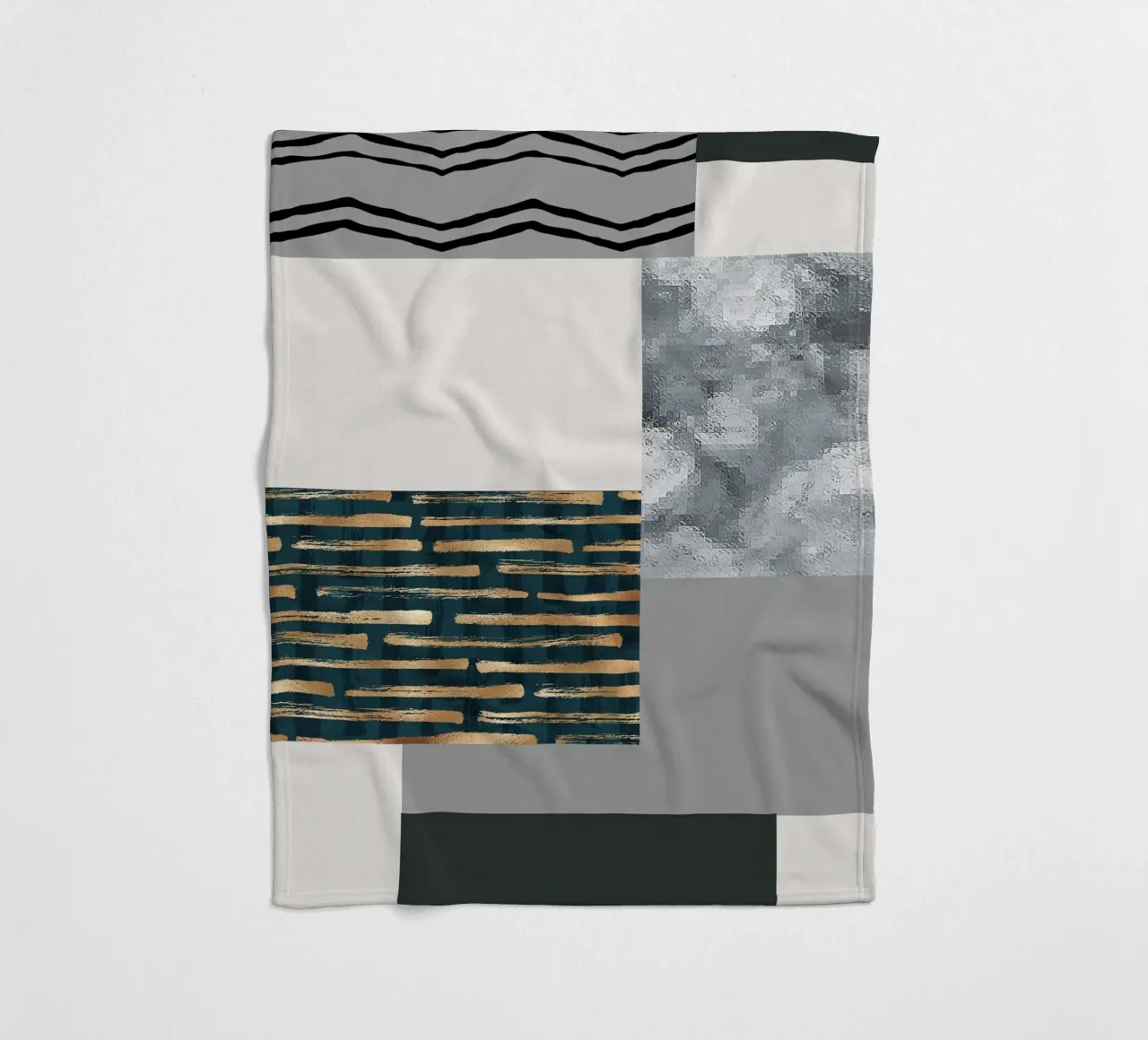 abstract gray and black squares 3 coperta in pile da vintageshop
