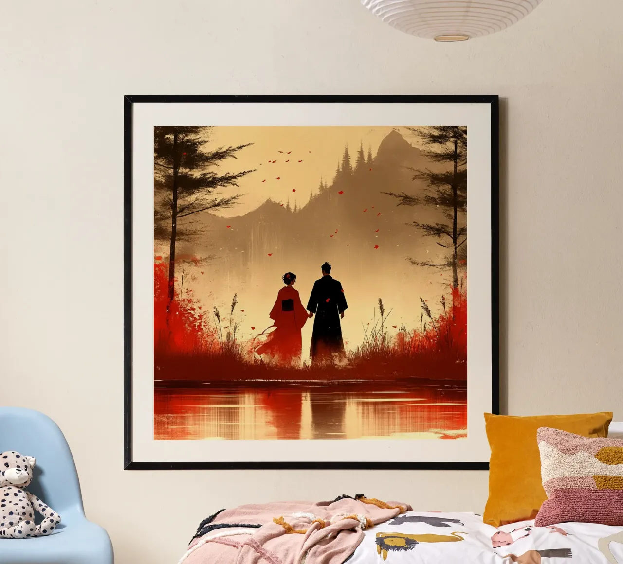 Essenza del Giappone poster con telaio in legno da Wanderlust Vibes