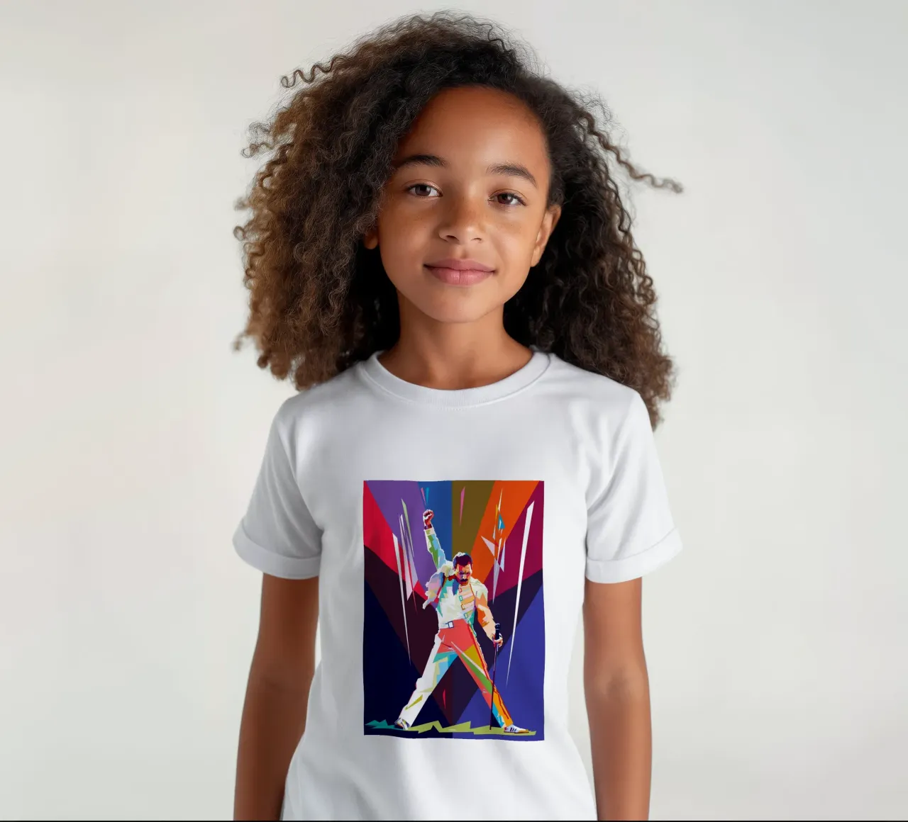 Iconic style of Freddie Mercury kids t-shirt by Hantamrata