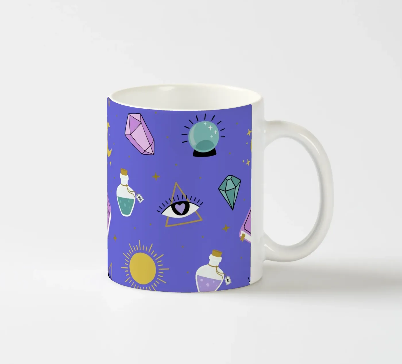Esoteric pattern ceramic mug by Vivi Nicolin