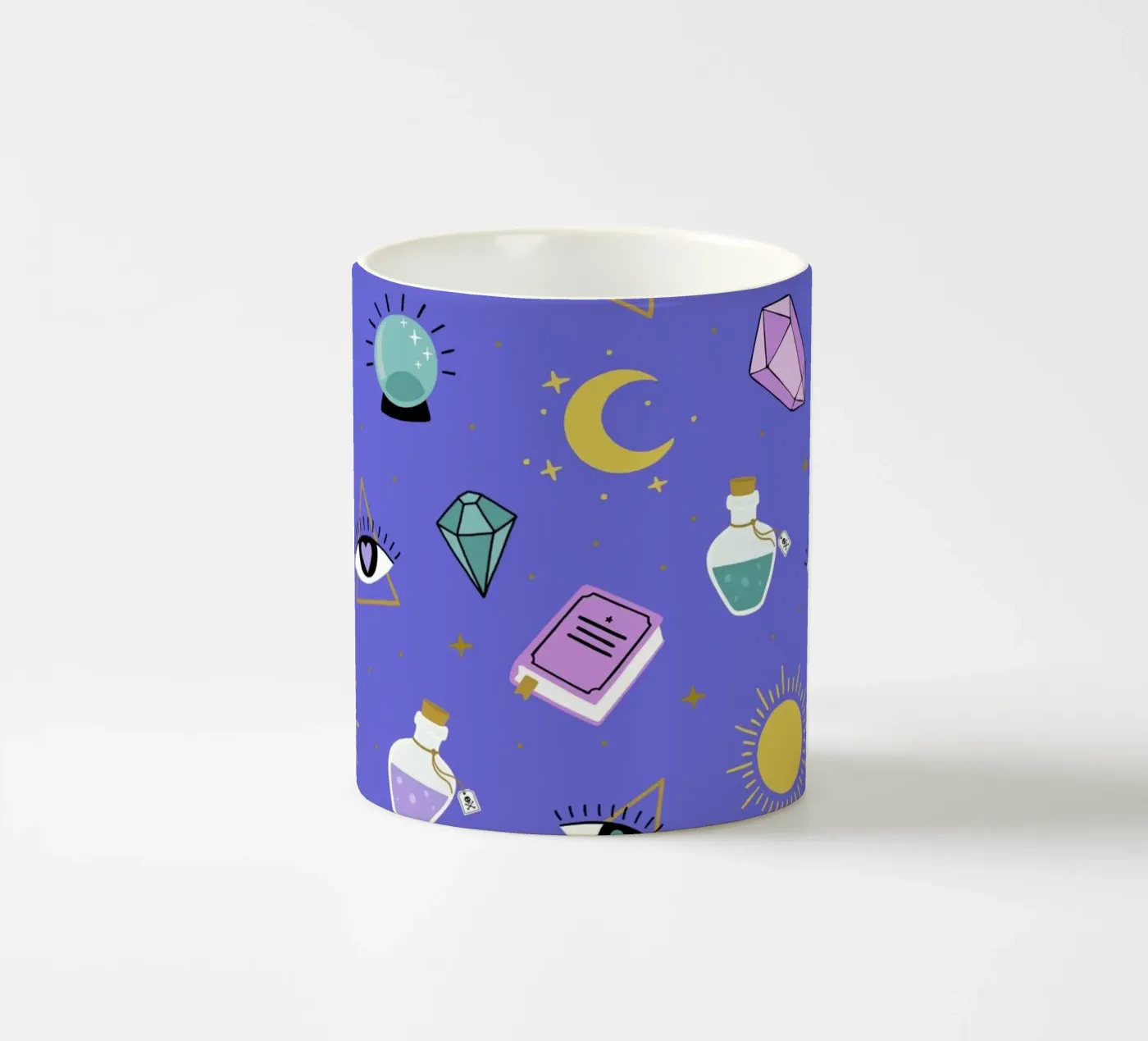 Esoteric pattern ceramic mug by Vivi Nicolin