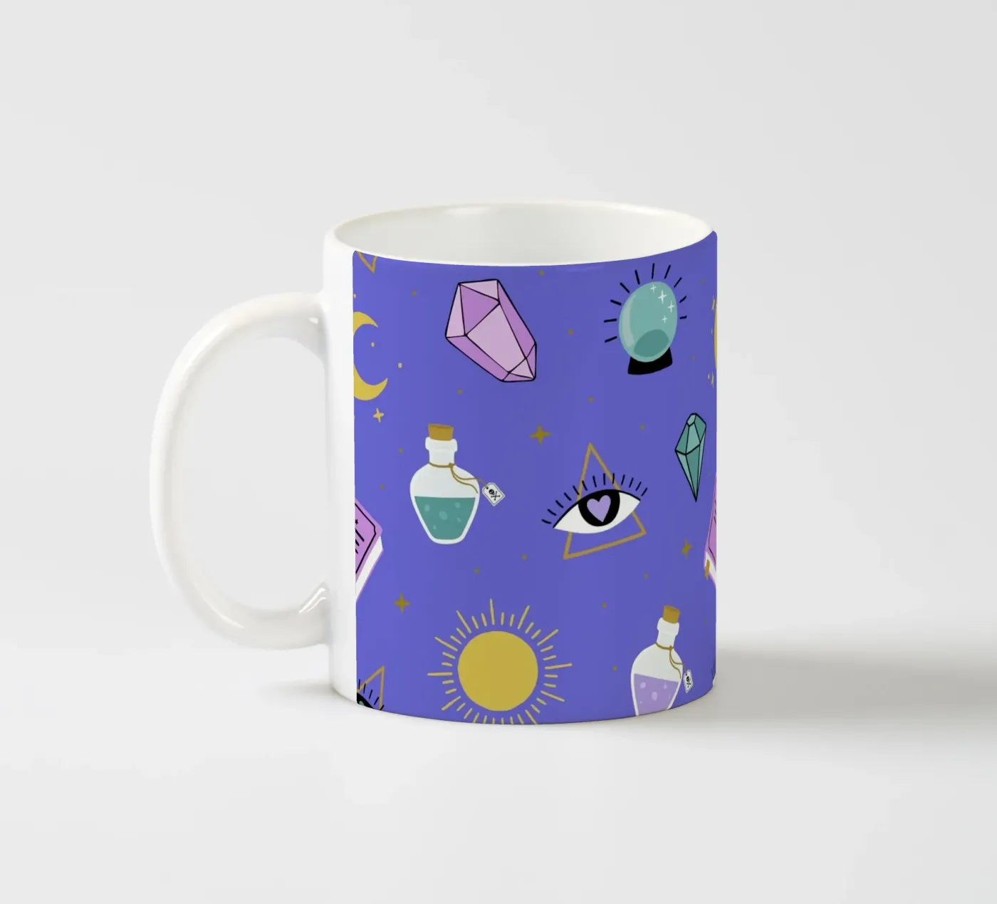 Esoteric pattern ceramic mug by Vivi Nicolin