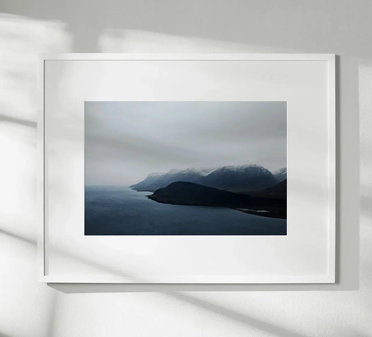 Tiefblauer Fjord Poster von KISSA STUDIO