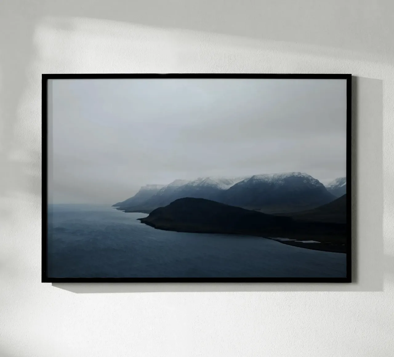 Tiefblauer Fjord Poster von KISSA STUDIO