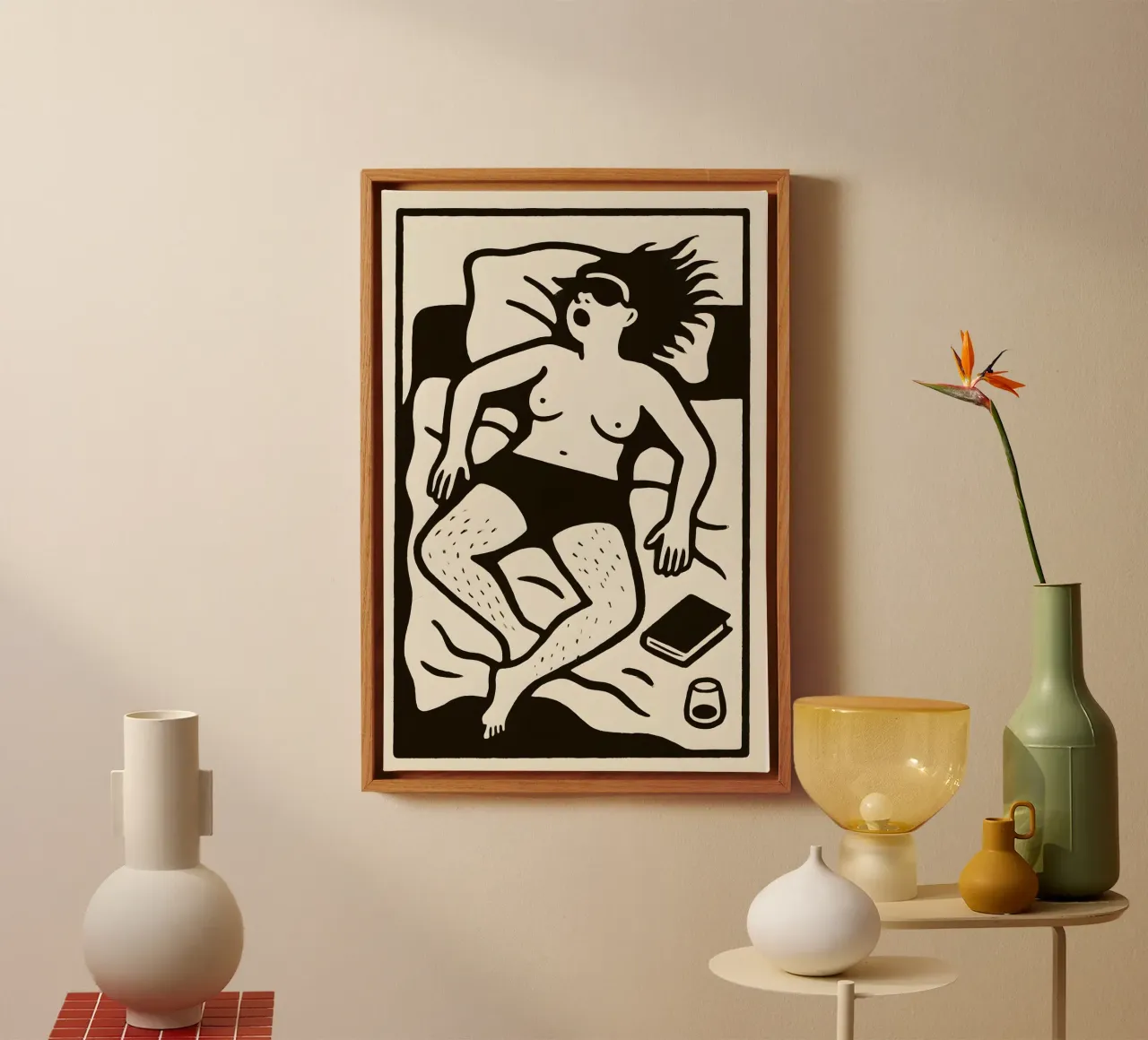 Linocut femminista Radical Rest tela con Cornice a cassetta da Free by Design