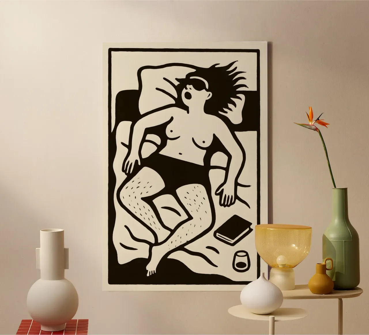 Linocut femminista Radical Rest tela con Cornice a cassetta da Free by Design