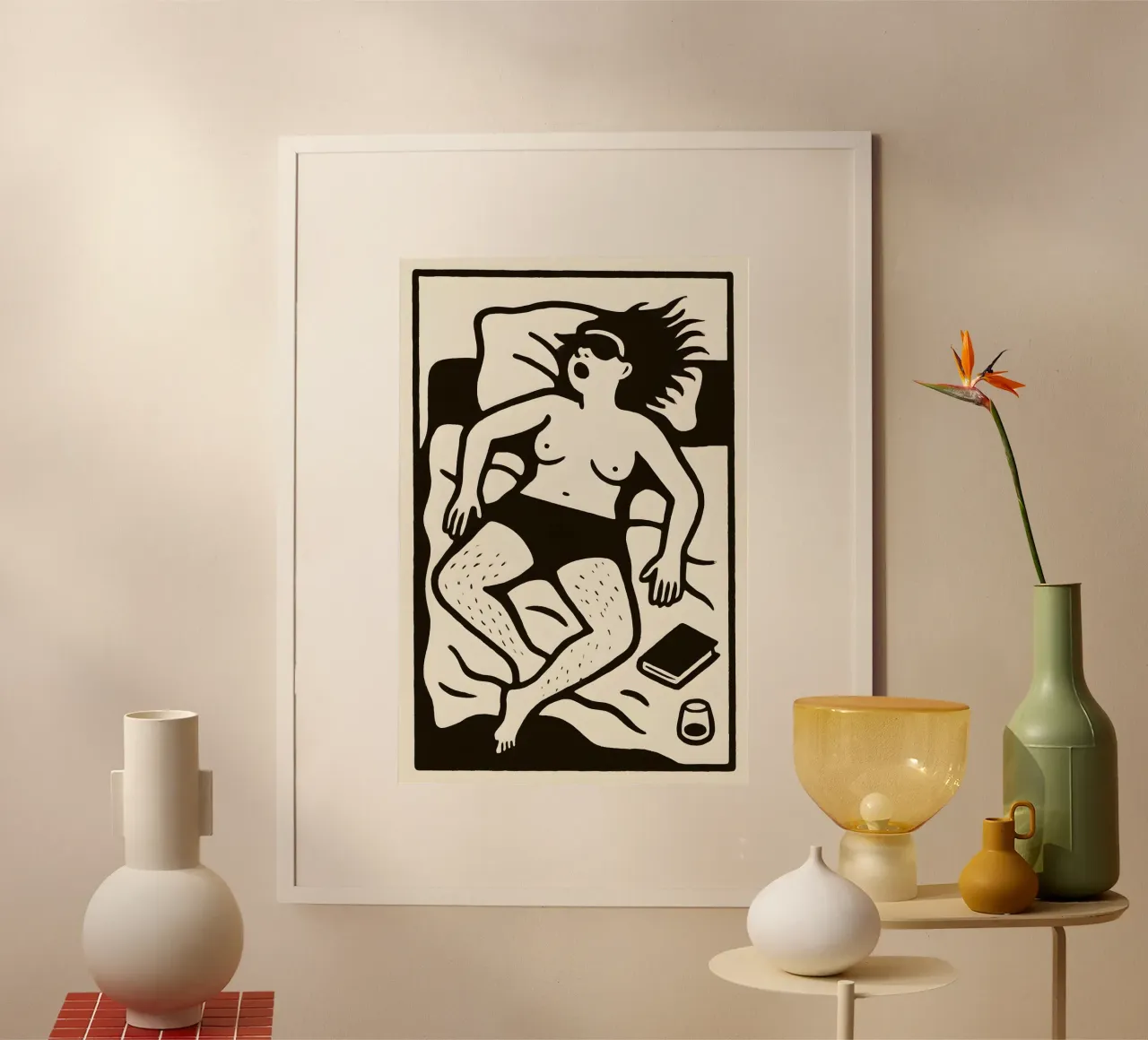 Linocut femminista Radical Rest poster da Free by Design