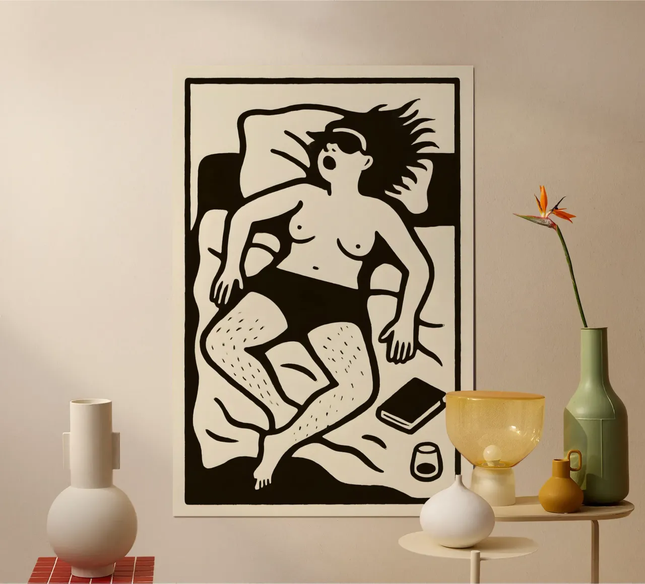 Linocut femminista Radical Rest poster da Free by Design