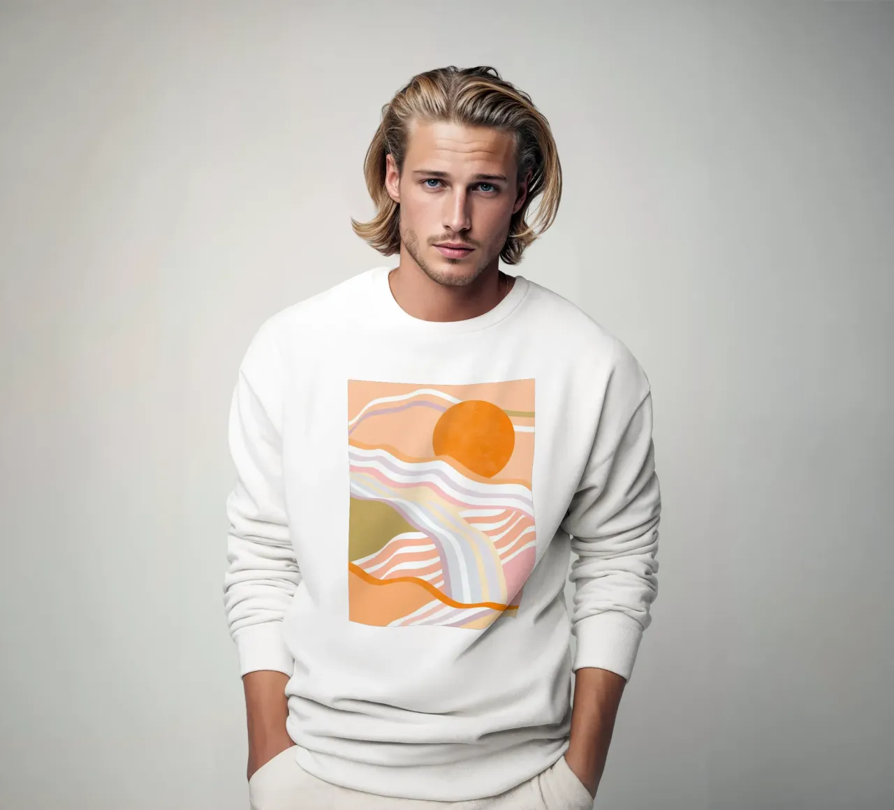 Abstracte zonsopgang Flow - Langzaam levend landschap sweatshirt van Dominique Vari Abstract