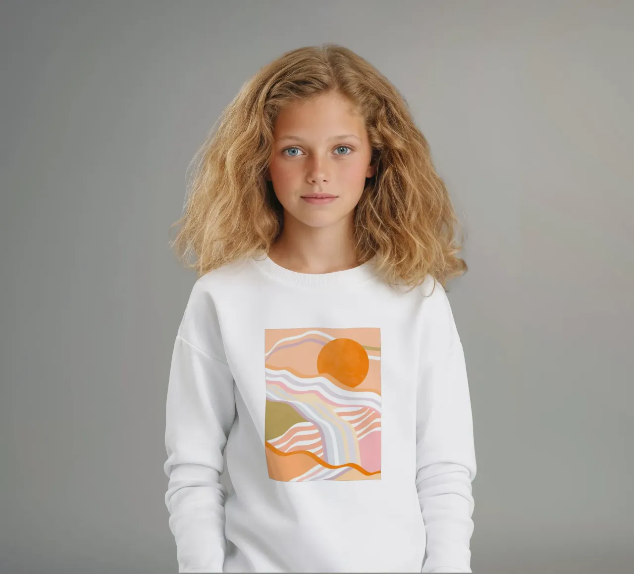 Abstract Sunrise Flow • Slow living landscape kids sweatshirt by Dominique Vari Abstract