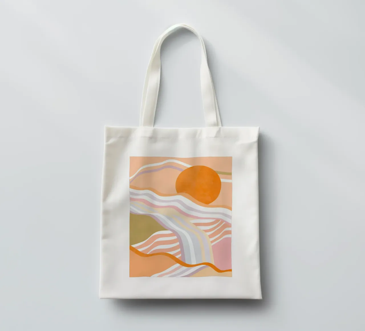 Abstract Sunrise Flow • Slow living landscape tote bag by Dominique Vari Abstract