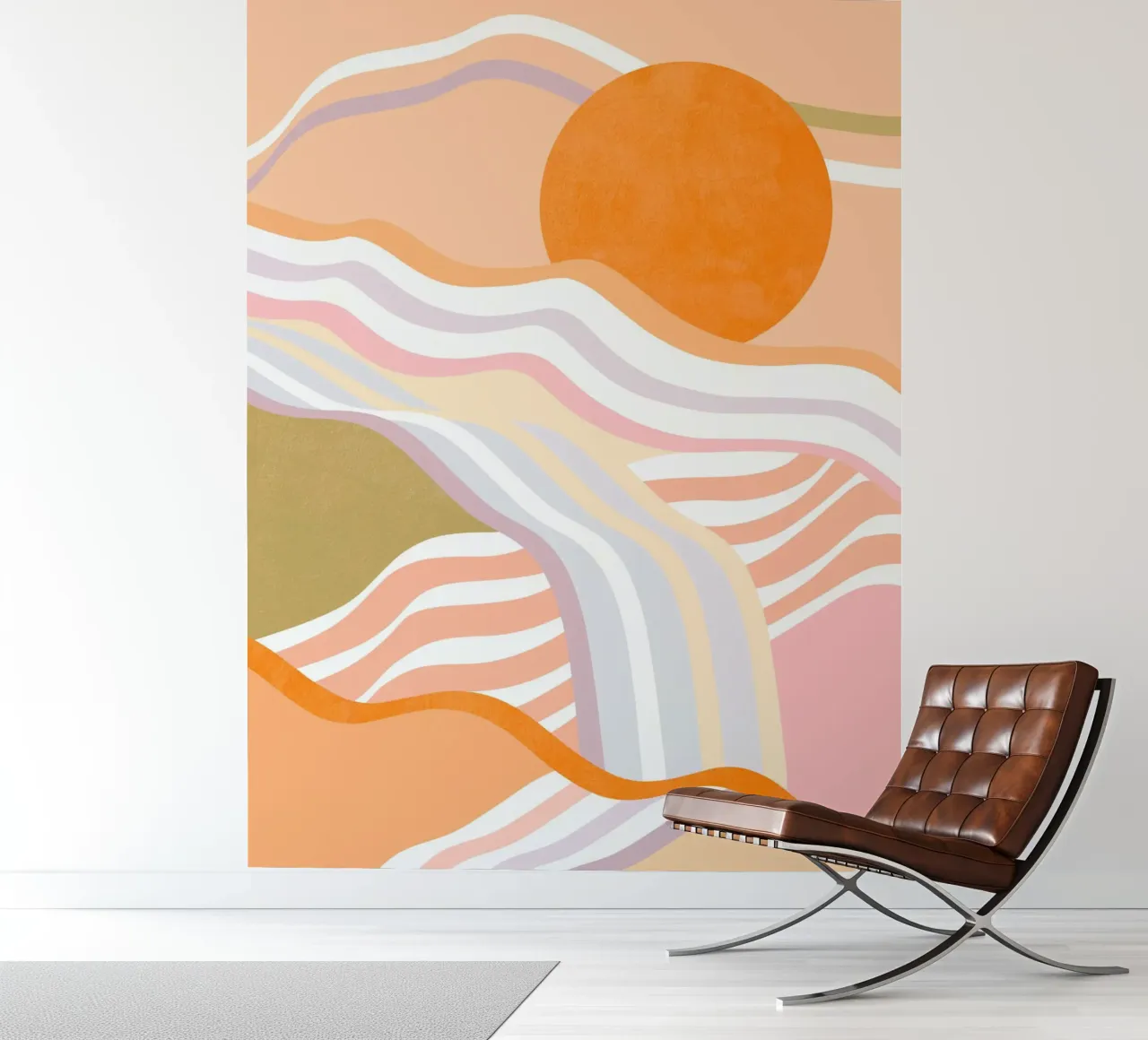Flux abstrait du lever de soleil - Paysage de vie lente papier peint photo de Dominique Vari Abstract