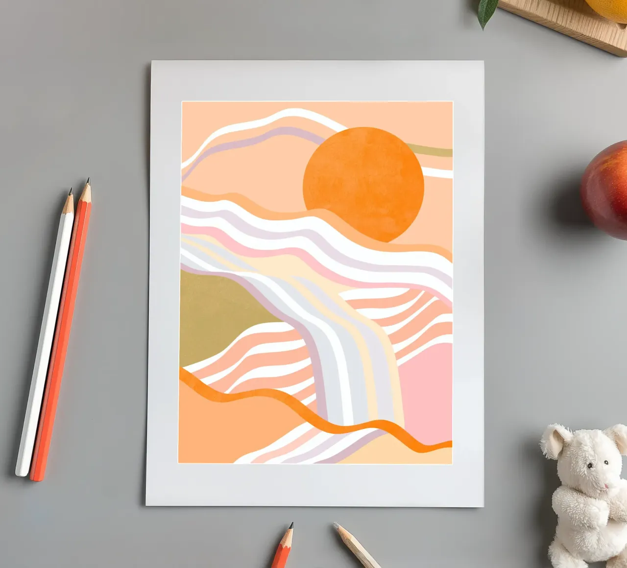 Abstract Sunrise Flow • Slow living landscape sticker sheet by Dominique Vari Abstract