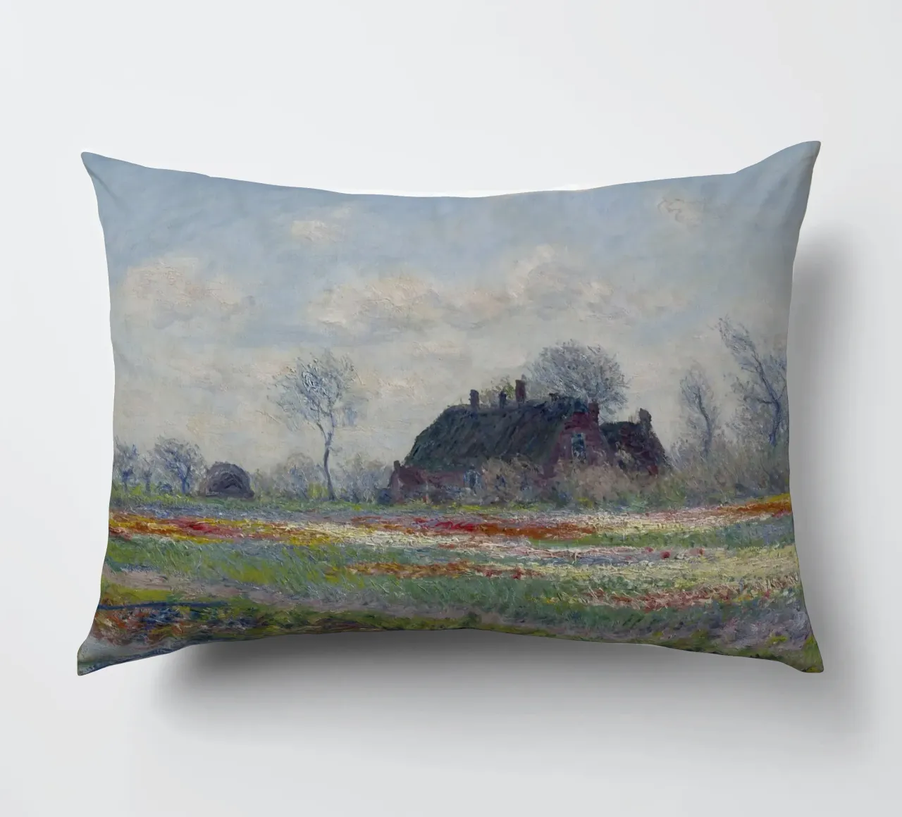 Claude Monet, The Tulip Field decorative cushion by Little Art Histories