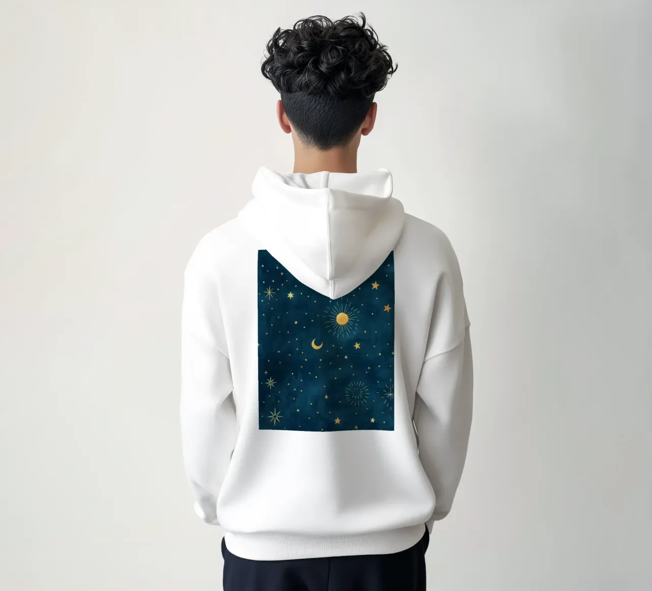 Celestial Sky Golden Boho Sun, Moon and Stars Abstract Art hoodie by Gentle Echoes Art