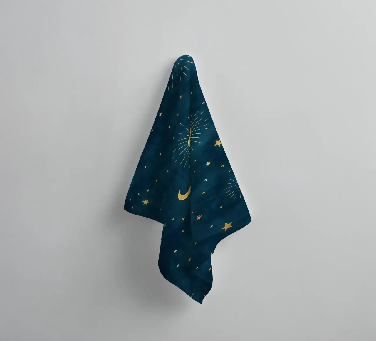 Ciel céleste doré Boho Soleil, lune et étoiles Art abstrait serviette de bain de Gentle Echoes Art