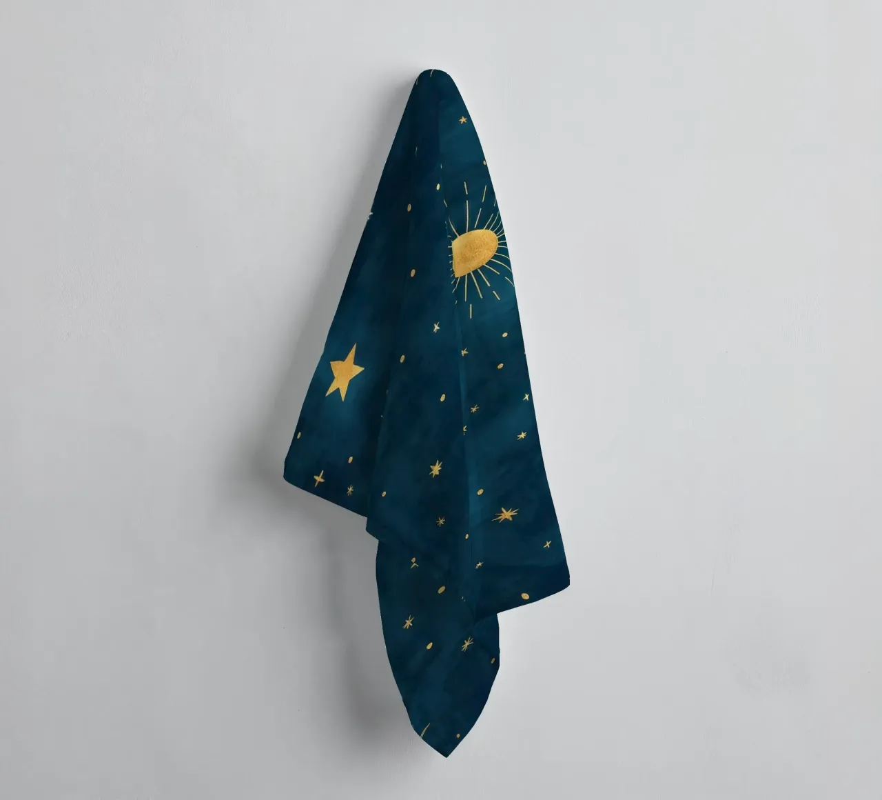 Ciel céleste doré Boho Soleil, lune et étoiles Art abstrait serviette de bain de Gentle Echoes Art