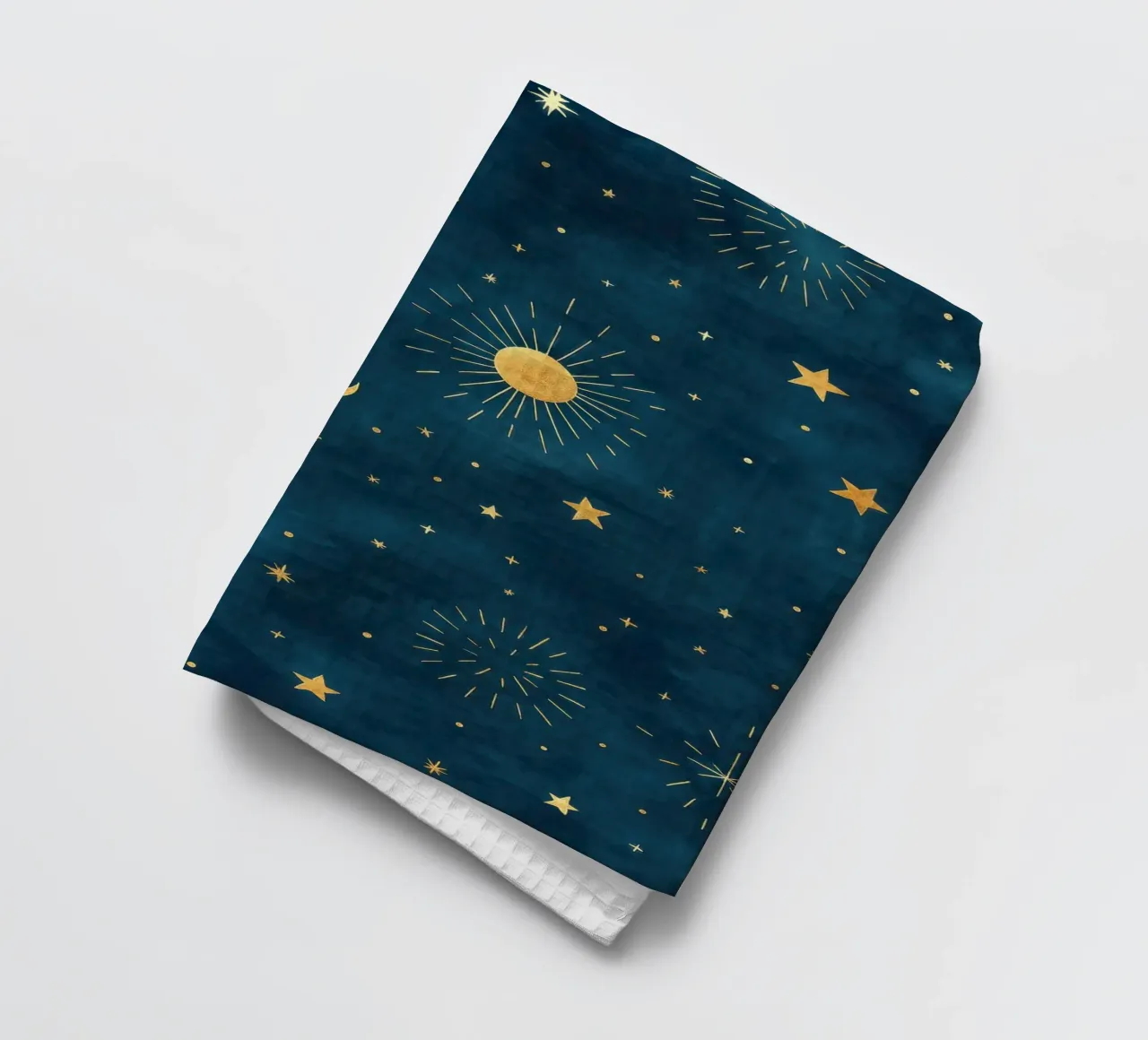 Ciel céleste doré Boho Soleil, lune et étoiles Art abstrait torchon de Gentle Echoes Art