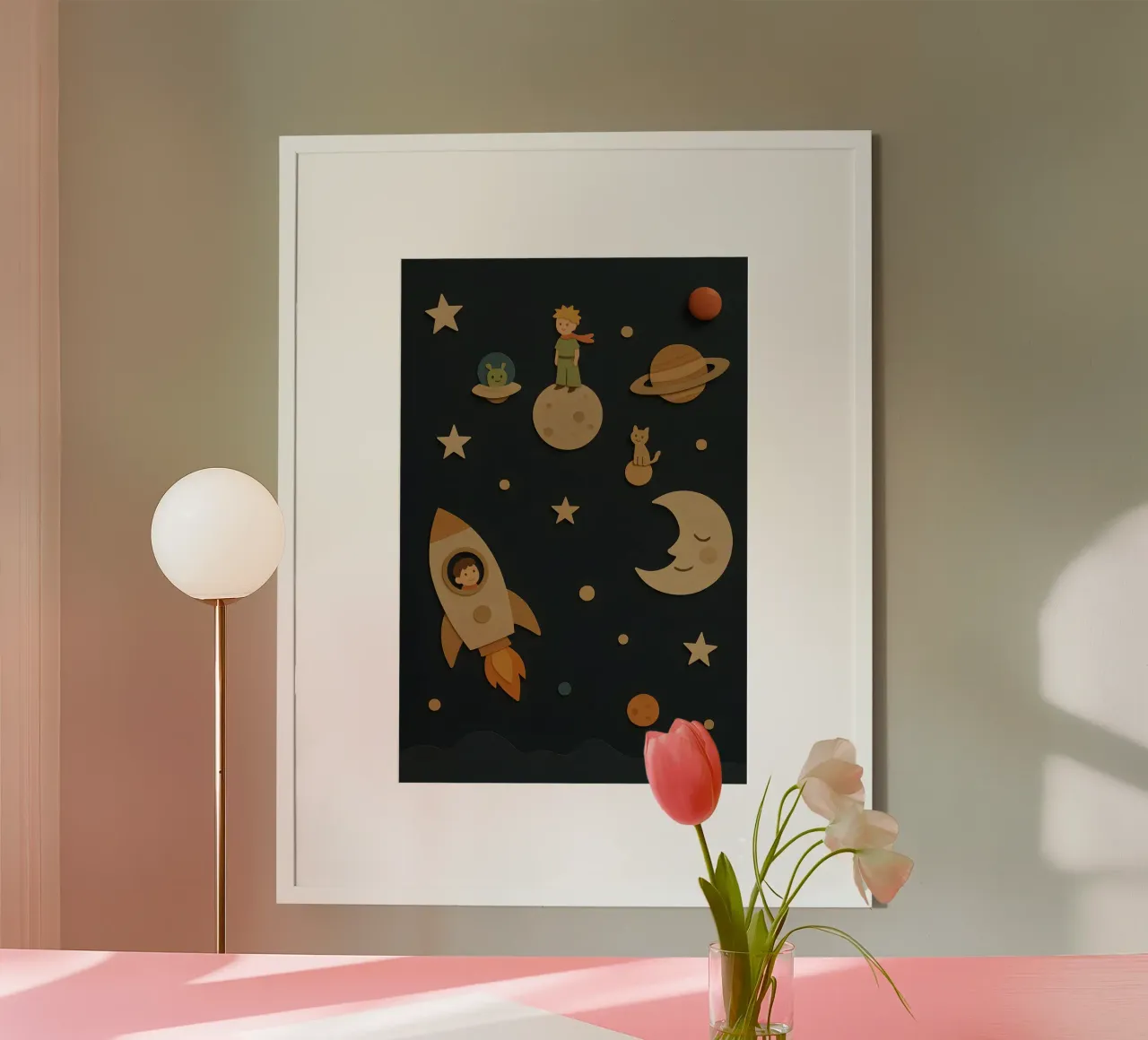 Il piccolo esploratore e la luna addormentata poster con telaio in plastica da LittleMieschiefs