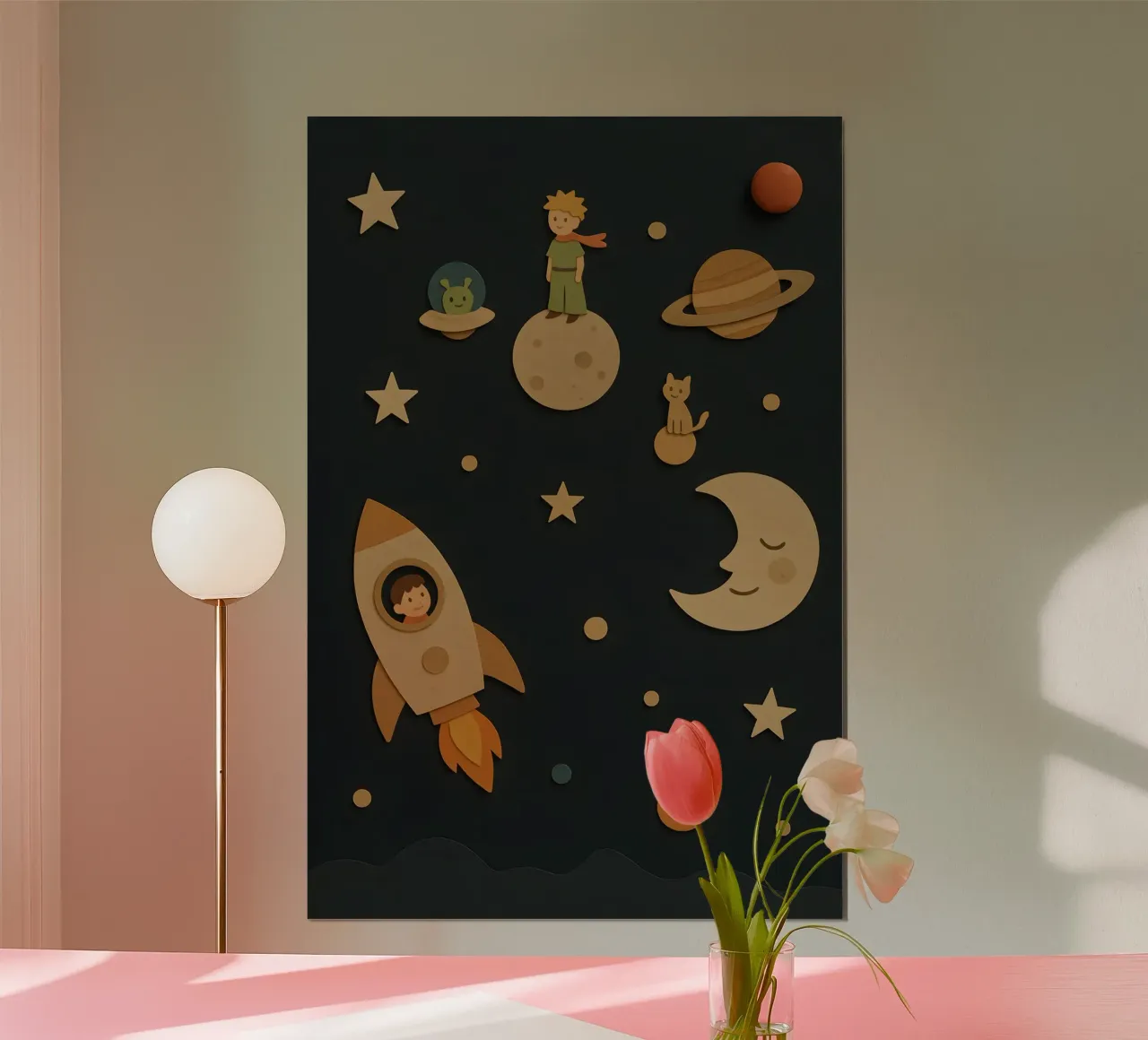 Il piccolo esploratore e la luna addormentata poster con telaio in plastica da LittleMieschiefs