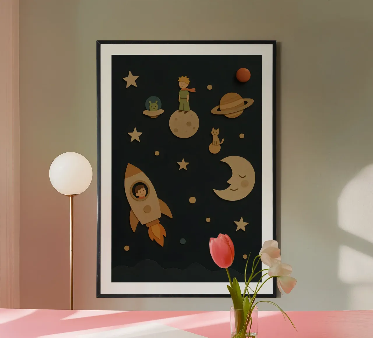 Il piccolo esploratore e la luna addormentata poster con telaio in plastica da LittleMieschiefs