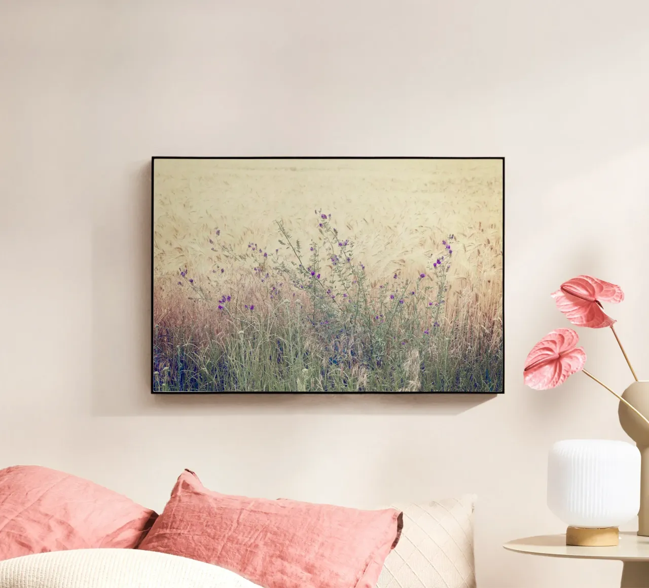 Purple Flowers in Spring Field acrylic glass by KISSA STUDIO