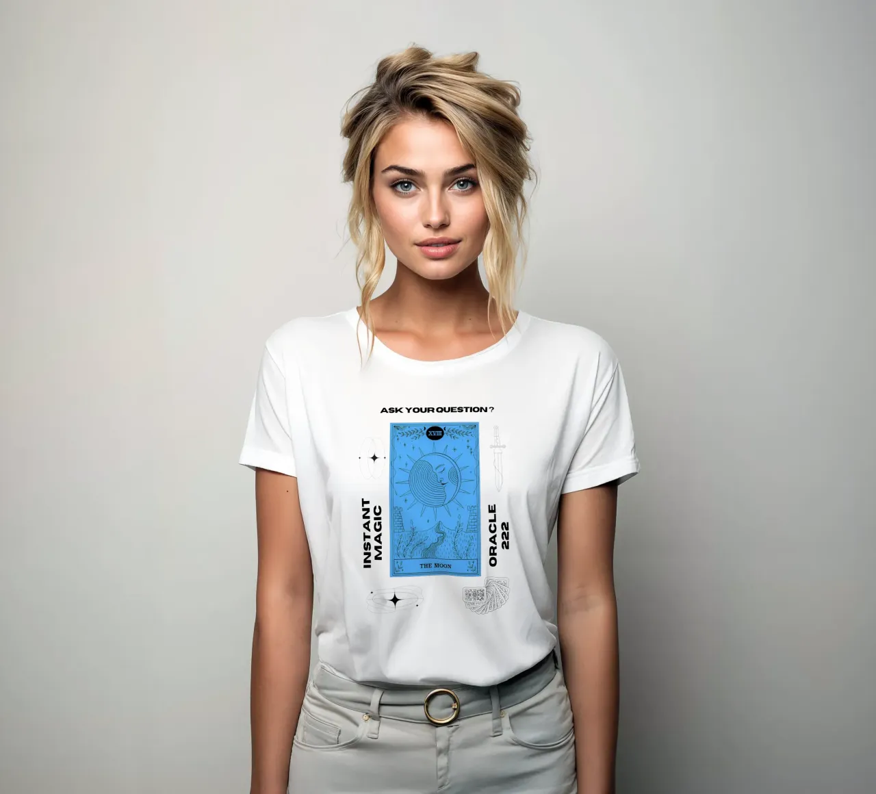 222 oracle reading with the Moon card women's fitted t-shirt by morphinaeblue