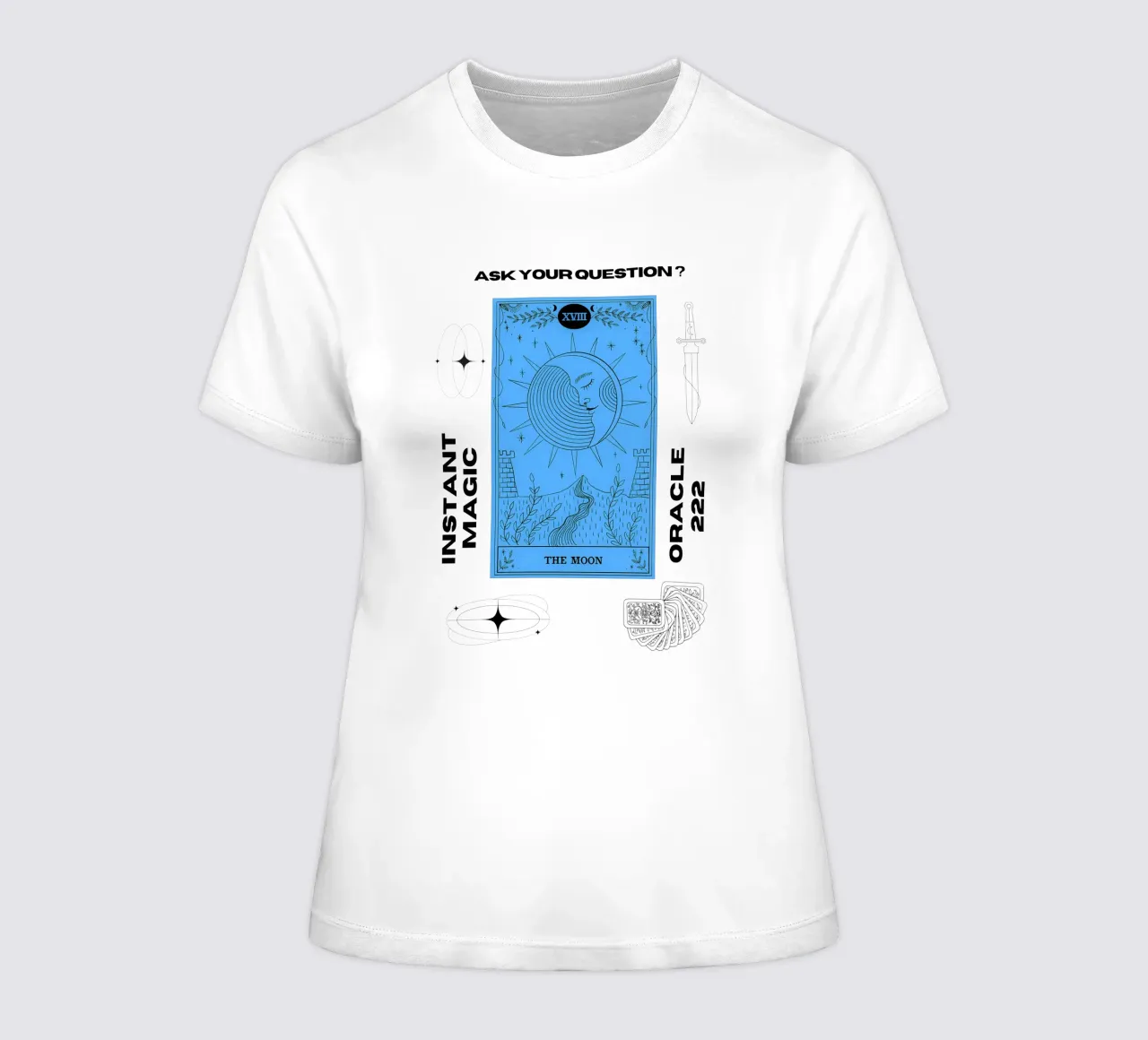 222 oracle reading with the Moon card women's fitted t-shirt by morphinaeblue