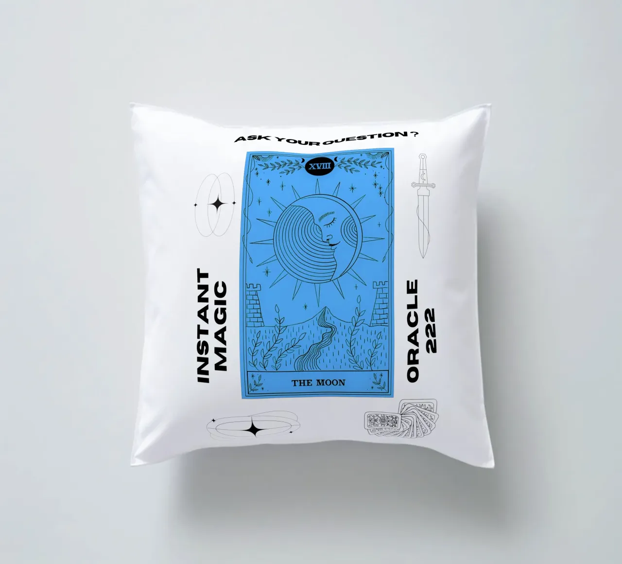 222 oracle reading with the Moon card decorative cushion by morphinaeblue