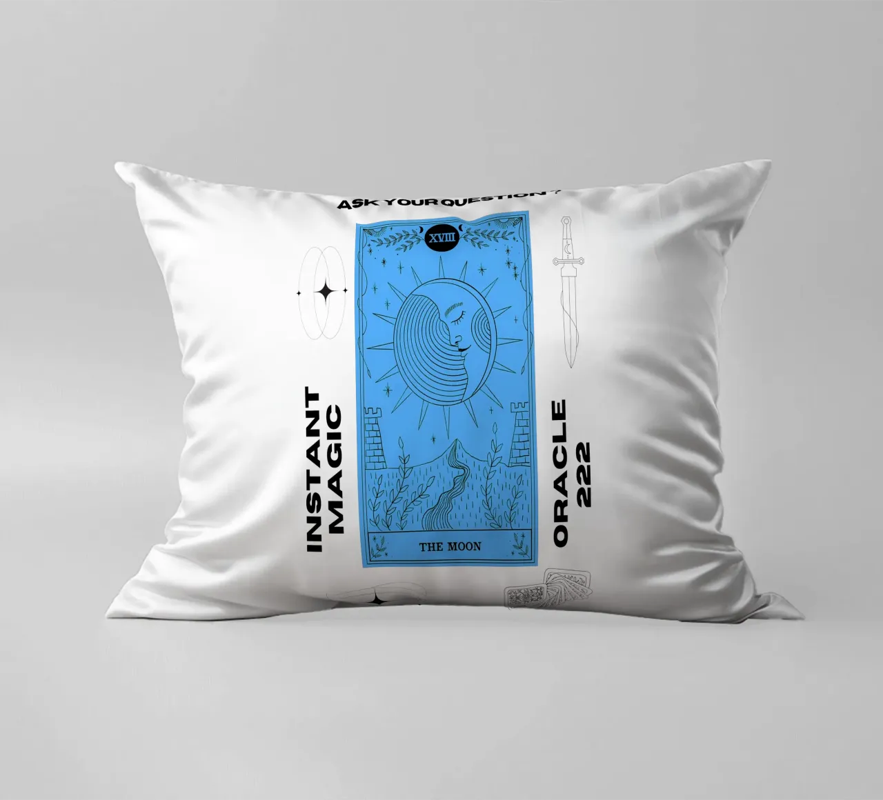 222 oracle reading with the Moon card decorative cushion by morphinaeblue