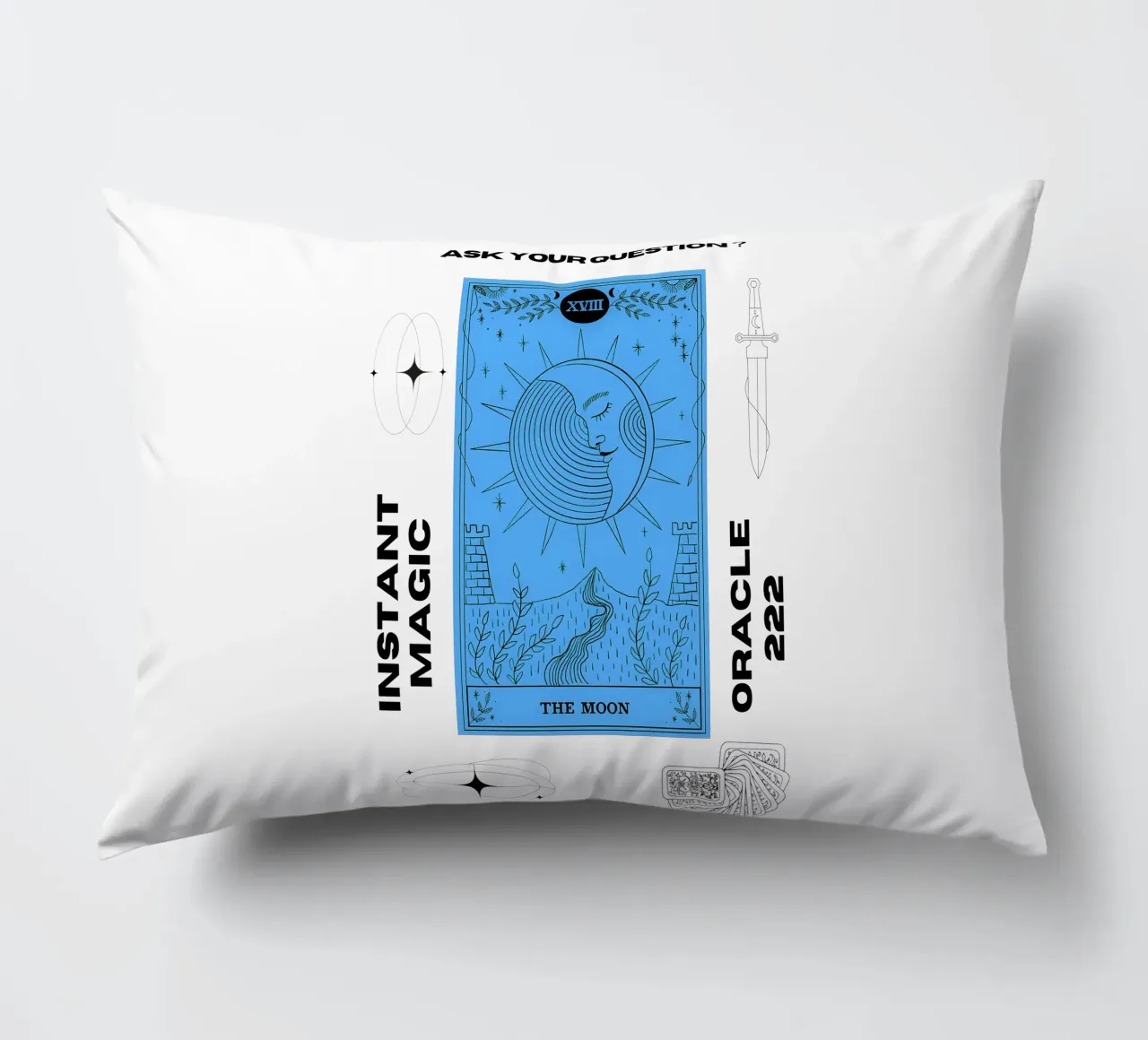 222 oracle reading with the Moon card decorative cushion by morphinaeblue