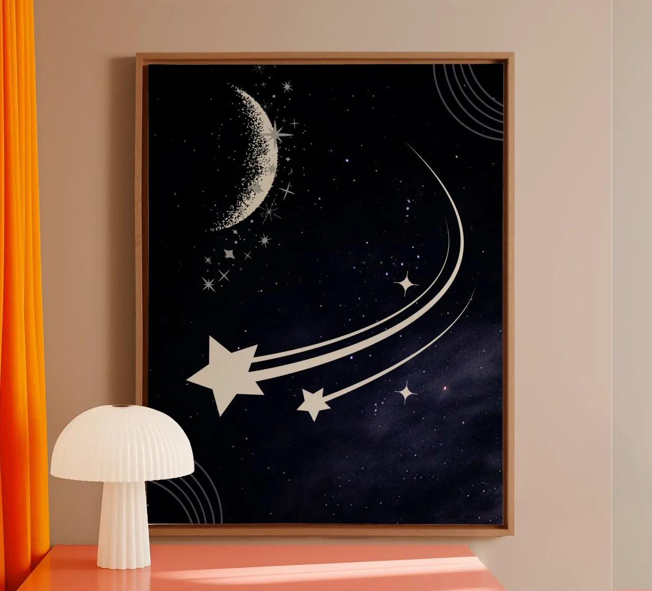 luna stelle mezzaluna tela con Cornice a cassetta da Creaton